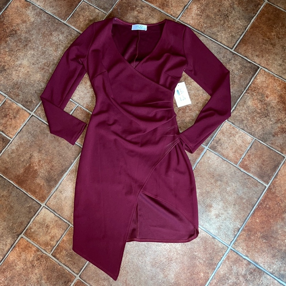 NWT MOD on trend red wine wrap Dress medium